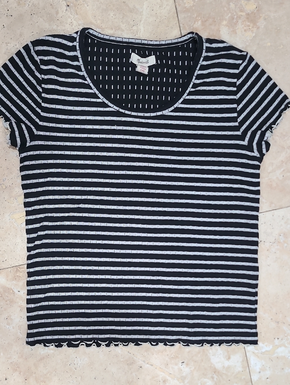 Madewell Black and White Striped Short Sleeve Tee
